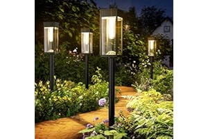 ALFIOT Solar Pathway Lights Outdoor,8 Pack Bright Solar Lights Outdoor,IP65 Waterproof Solar Garden Lights Solar Powered Landscape Lighting for Yard Patio Walkway Driveway Pathway (Warm White)