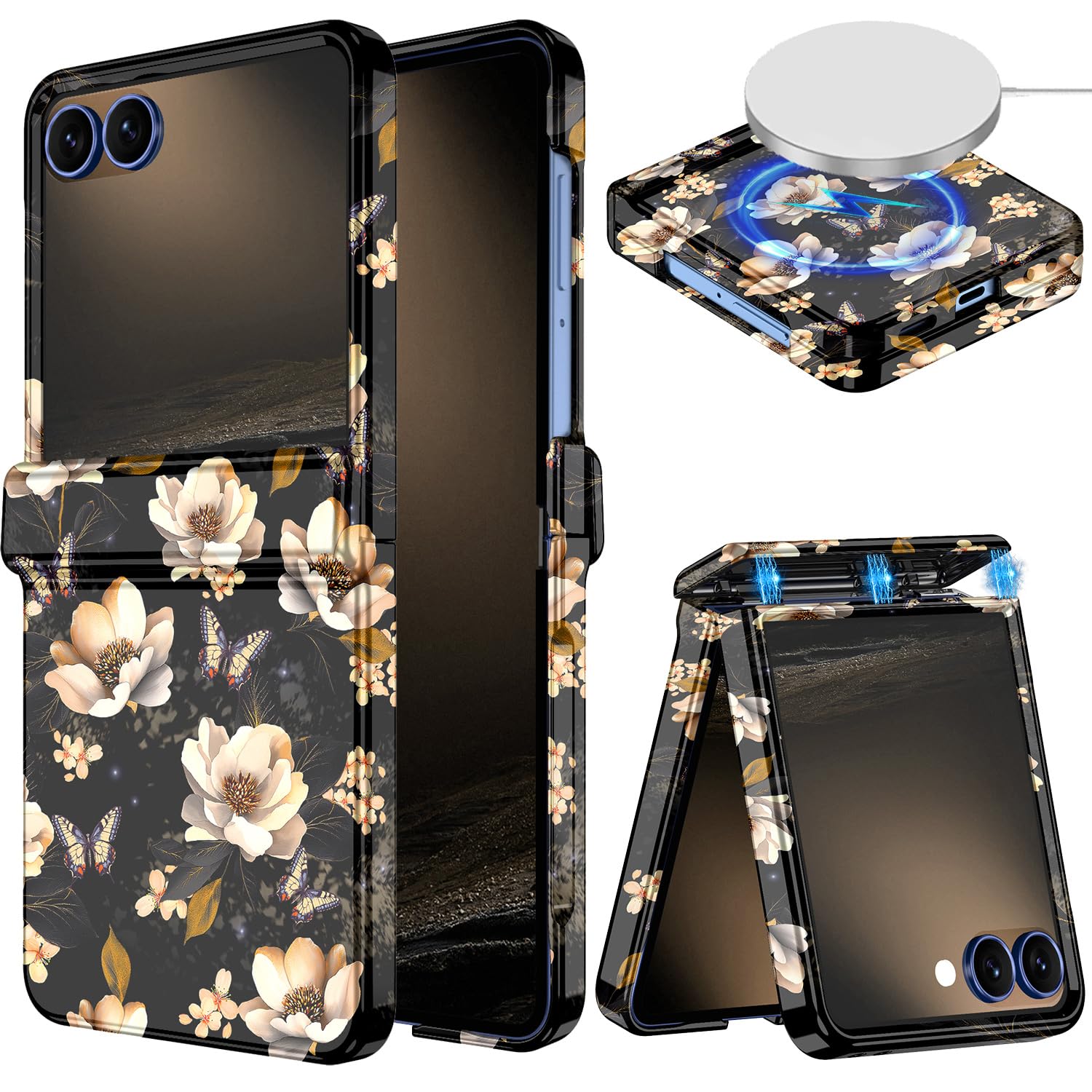 Photo 1 of Hekodonk for Galaxy Z Flip 7 Case,[Compatible with MagSafe][Built-in Screen Protector][Hinge Protection],Magnetic Slim Shockproof Women Girls Case for Samsung Galaxy Z Flip 7,Black