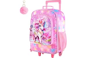 TXHVO Girls Luggage, 18" Kids Carry on Suitcase With Wheels, Unicorn Suitcases for Toddler Children(Pink)