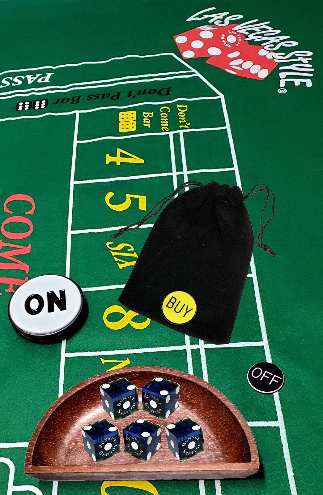 Cyber-Deals Craps Starter Kit Sets, Featuring Authentic Las Vegas Casino Table-Played Dice (Sunset Station (Blue Polished))
