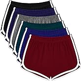 Apoway 6 Packs Dance Shorts Women Cotton Waistband Summer Sports Yoga Shorts for Women