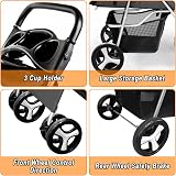 display4top Pet Travel Stroller Dog Cat Pushchair Pram 4 Wheels Black view 6