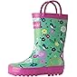 OAKI Kids Waterproof Rubber Rain Boots with Easy-On Handles