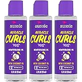 Aussie Miracle Curls Moisturizing Oil Hair Treatment With Coconut Oil 3.2 Fl oz (Pack of 3)