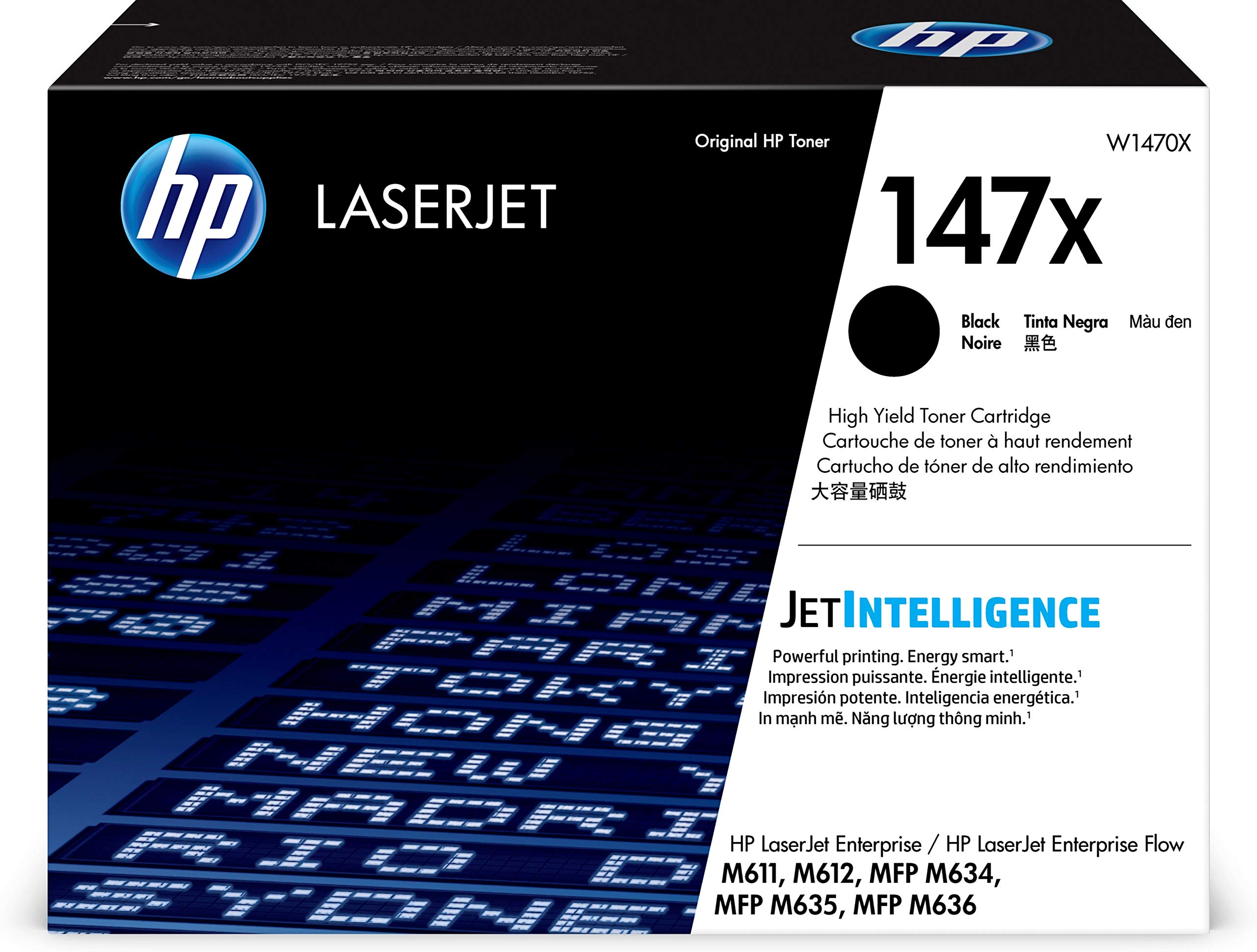 HP 147X Black High-yield Toner Cartridge | Works with HP LaserJet Enterprise M611, M612 Series, HP LaserJet Enterprise MFP M634, M635, M636 Series | W1470X