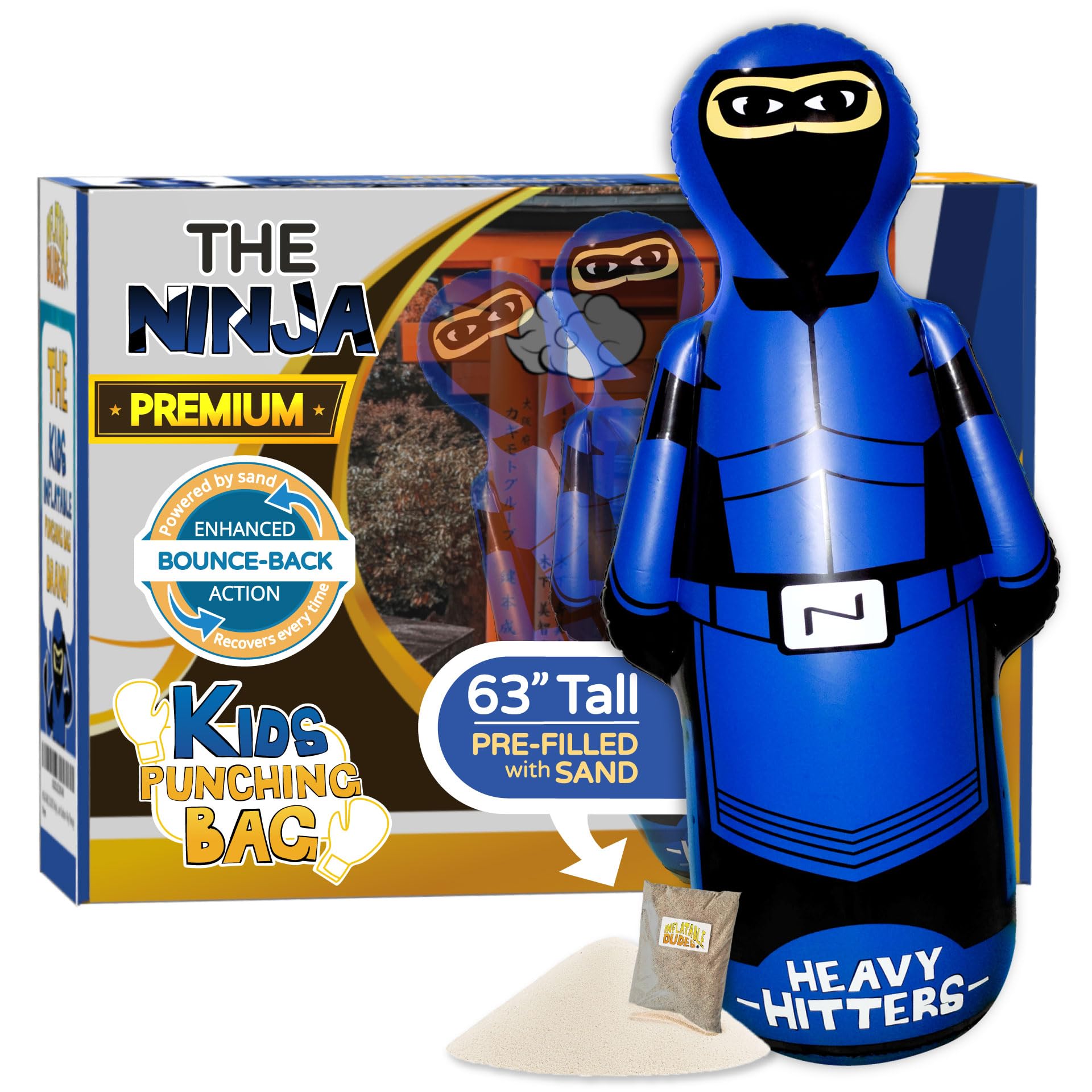 Photo 1 of INFLATABLE DUDES Ninja Toy 63 Inches -Kids Punching Bag | Already Filled with Sand| Bop Bag | Inflatable Bopper | Boxing | Ninja Birthday Party | Punching Bag for Kids- (Heavy Hitters Nobi)
