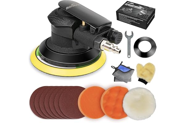 Autolock 5 Inch Air Random Orbital Sander, Pneumatic Car Palm Sander for Metal Wood Polisher, Car Body Work, DA Dual Action S