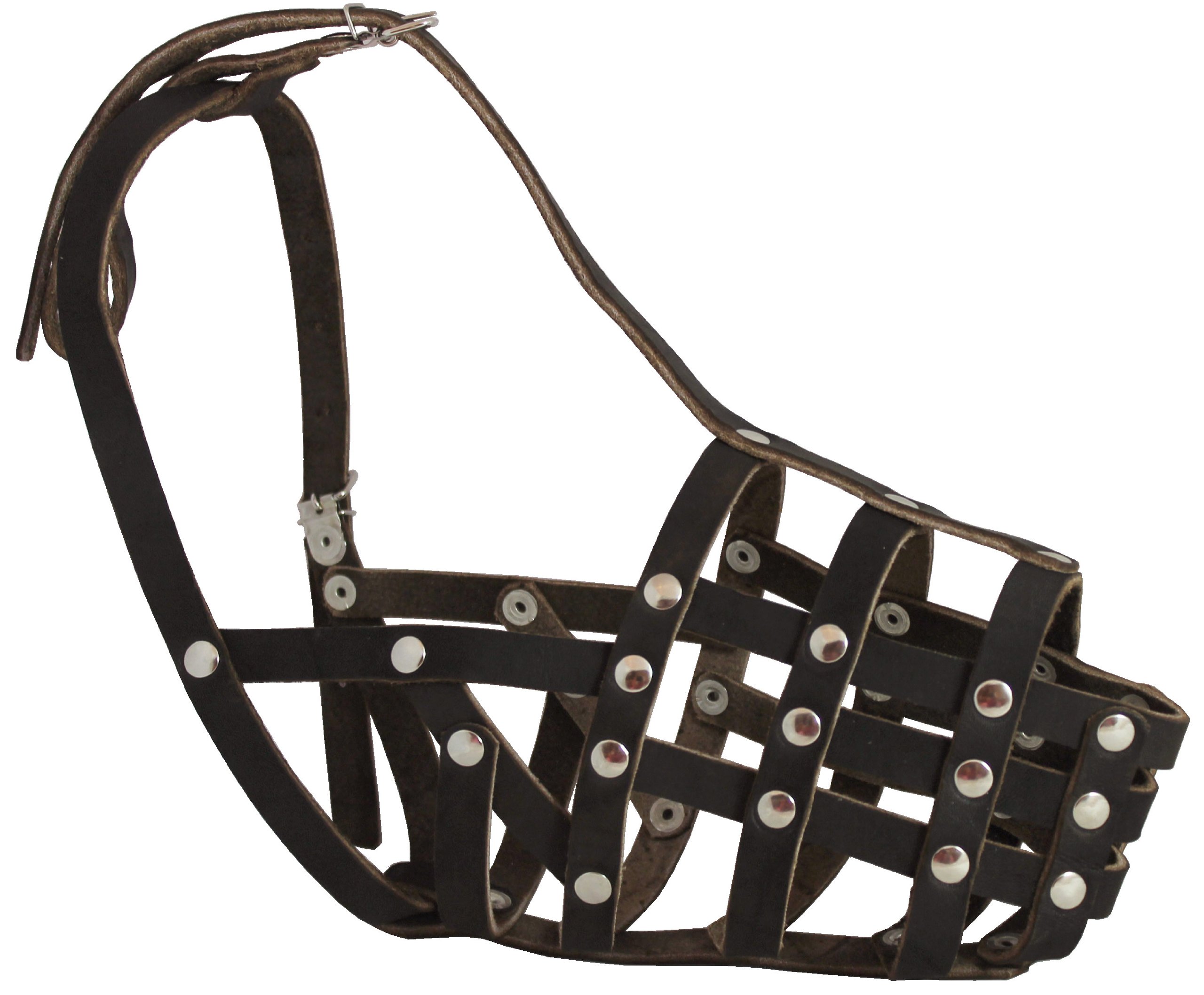 Secure Genuine Leather Mesh Dog Basket Muzzle - German Shepherd Female, Doberman, (Circumference 12", Snout Length 4.5")