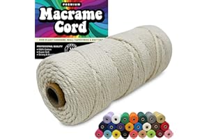 HIPPIE CRAFTER 3mm Macrame Cord 3mm Thick Cords for Macrame Yarn 100% Cotton Colored Macrame Rope Cord Natural Craft Cord String Yarn Supplies 325 Feet 3 mm Cotton Macrame Cord Thin Natural Beige Macrame Supplies