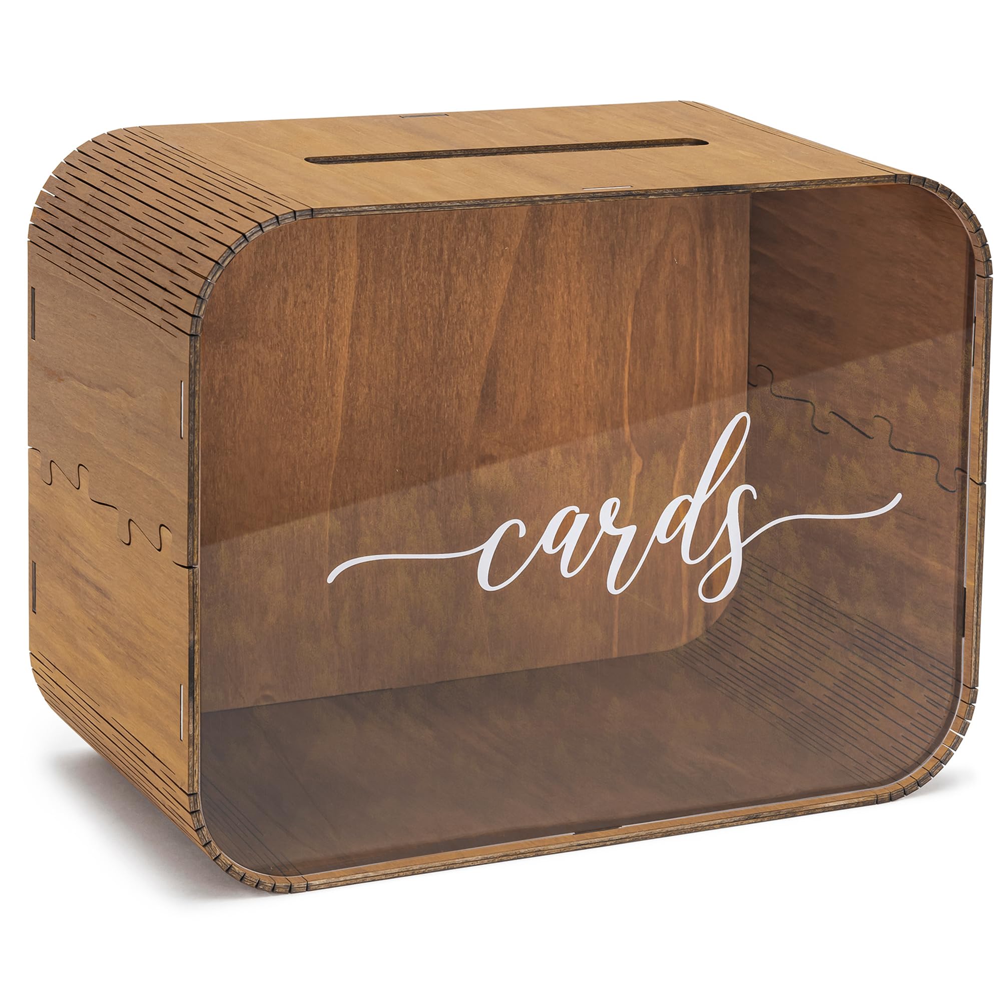 Photo 1 of Heather & Willow Wooden Wedding Card Box with Slot | Acrylic Wedding Decorations for Reception, for Honeymoon Fund & Money | Baby Shower, Bridal Shower, Graduation Card Box with Lid