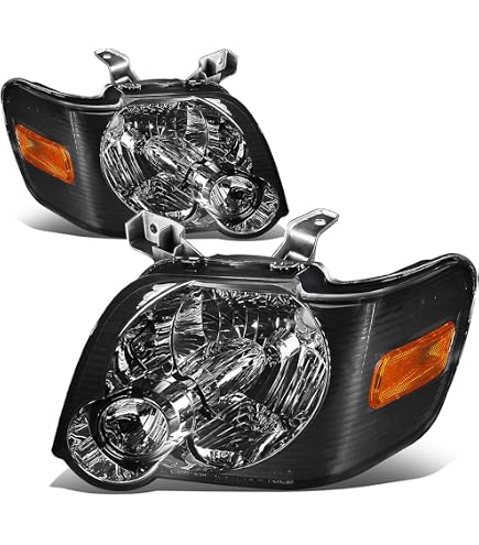 Black Headlights Headlamps Set For 2006-2010 Ford Explorer - Driver & Passenger Replacement