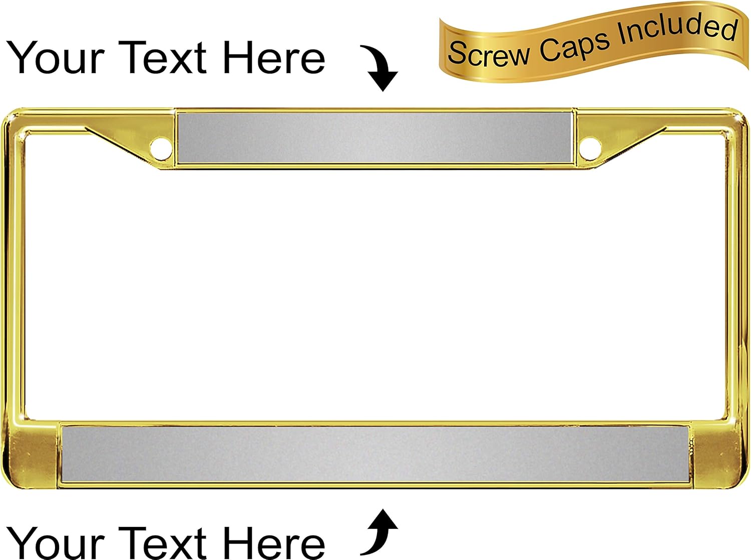 Custom Personalized Gold Metal Car License Plate Frame with