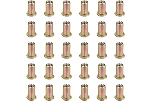 Tkiaea Rivet Nut, 50Pcs 10-24UNCUNC Rivnut Carbon Steel Flat Head Threaded Insert Nut