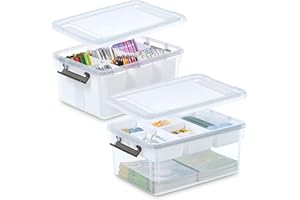 ITYLIFE CITYLIFE Citylife 17 QT Plastic Storage Box with Removable Tray and 6 Detachable Tall Inserts Craft Organizers and Storage Clear Storage Container for Organizing Crayon, Craft, Sewing, Playdoh