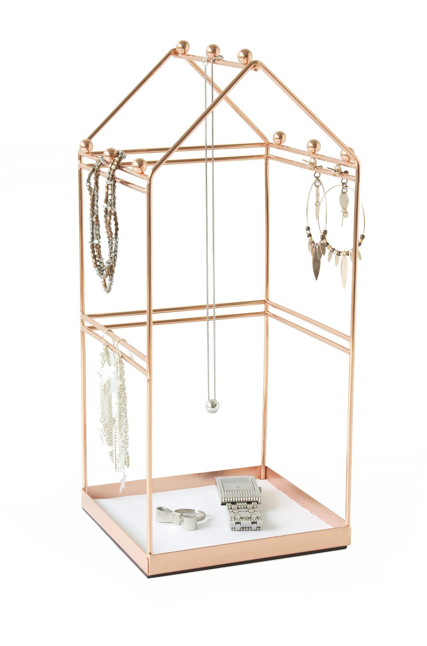 GELCO 3467937095566 Home Jewellery Stand Copper Metal 12 x 12 x 28 cm