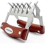 LOPE & NG Meat Handler Shredder Claws Set of 2 - Wood Stainless Steel BBQ Pulled Pork Paws for Shredding Handing Carving Food