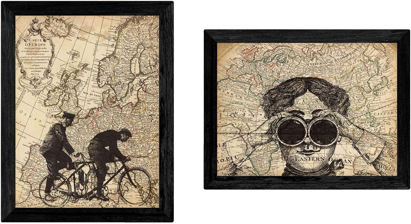 Vintage sheet pack of maps. Illustrations of old maps. Pack of Two A4 sheets for framing. Travel sheets Paper 250 grams