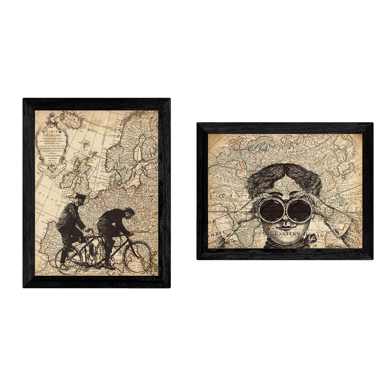 Vintage sheet pack of maps. Illustrations of old maps. Pack of Two A4 sheets for framing. Travel sheets Paper 250 grams