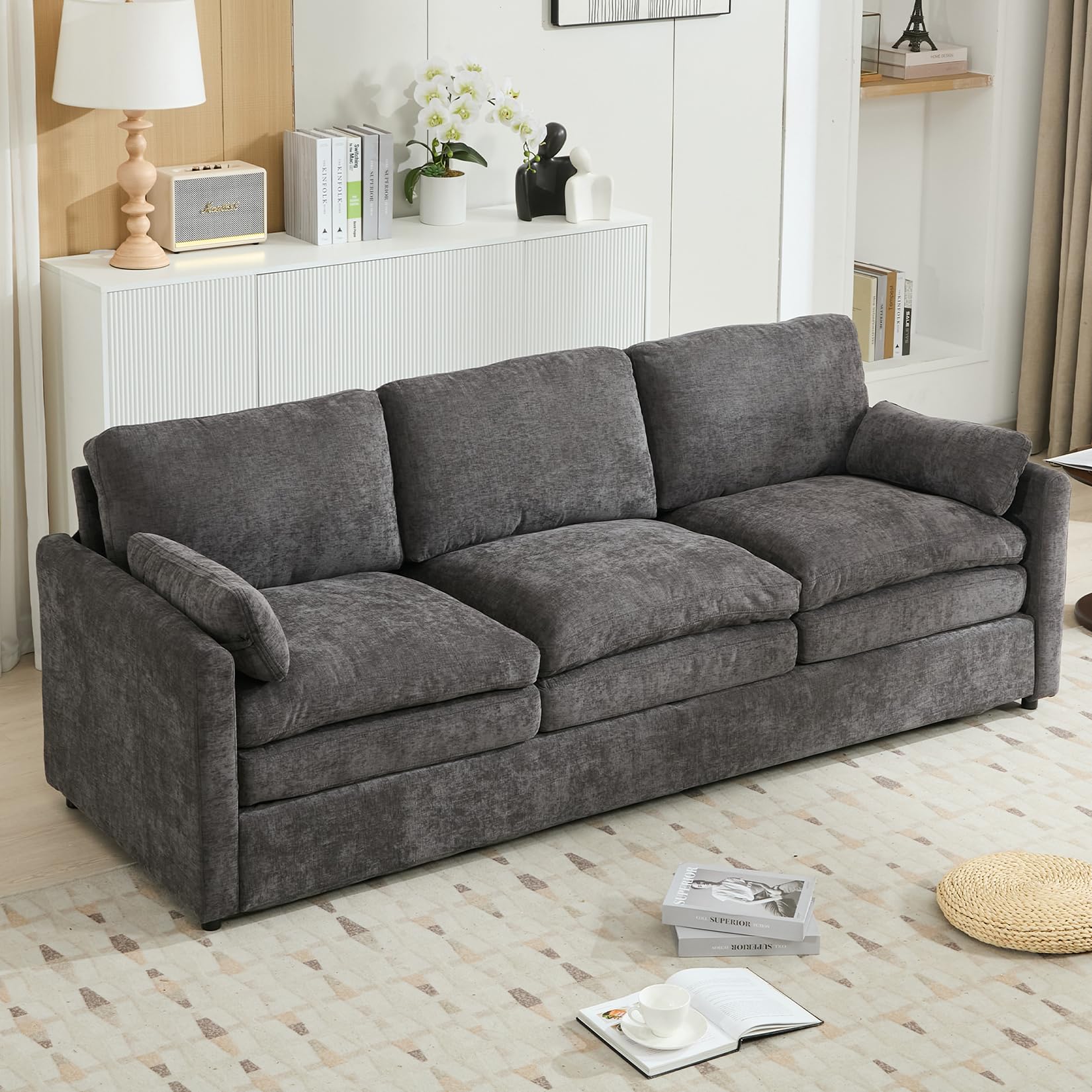 Photo 1 of ***Missing parts*****Missing parts**89" Cozy Upholstered Chenille Sofa Oversized Comfy Cloud 3-Seater Sofa, Double Plush Cushion Sofa Couch for Living Room Bedroom, Easy to Install