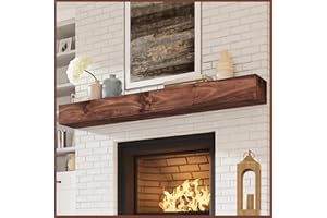 Eshoma Fireplace Mantel - Handcrafted Wood Mantles for Over Fireplace - Wall Mounted Fireplace Mantel Shelf - Floating Fireplace Mantel for Living Room Decor - 72 Inch - Walnut