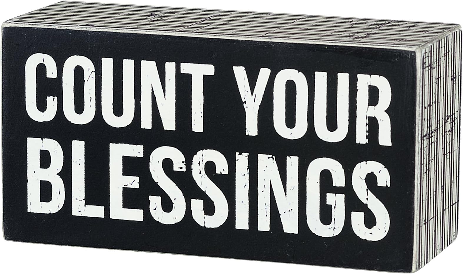 Primitives by Kathy Pinstriped Trimmed Box Sign, 5 x 2.5-Inches, Count Blessings