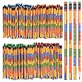 Kolewo4ever 100 Pieces Building Block Wood Pencils Colorful Round Pencils with Top Erasers Kids Birthday Goody Bag Bulk Filler for Exams, School, Office, Sketching Learning Activities