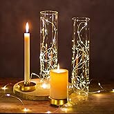 NUPTIO Gold Taper Candle Holders: 2 Pcs Hurricane Metal Candlestick Holder Stand with 11.81 inch Tall Clear Glass Open Ended Cylinder Covers for Tapered Candles Wedding Party Centerpieces for Tables