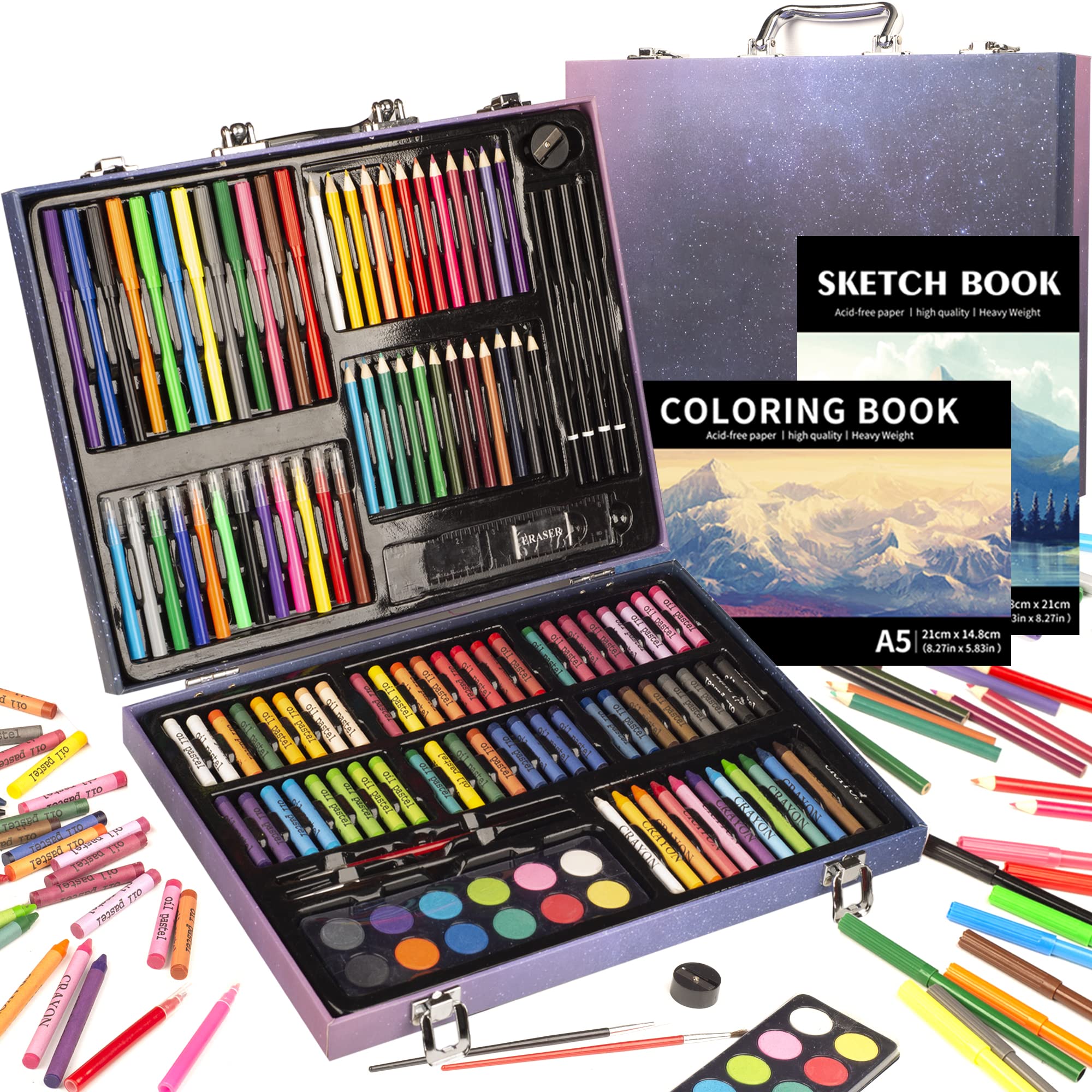 KINSPORY 150 PCS Kids Art Set, Deluxe Painting Art Box for Teens Boys Girls 4 5 6 7 8 9 10 11 12