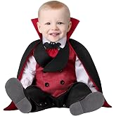 Infant Count Dracula Vampire Costume, Creature Of The Night Baby Outfit With Shirt And Attached Vest And Tie, Pants, And Cape