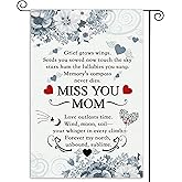 Miss You Mom Heavenly Garden Flags Funeral Remembrance Decoration Mom Funeral Memorial Garden Flags for Cemetery Happy Mother's Day in Heaven Banner 12x18 inch Double Side