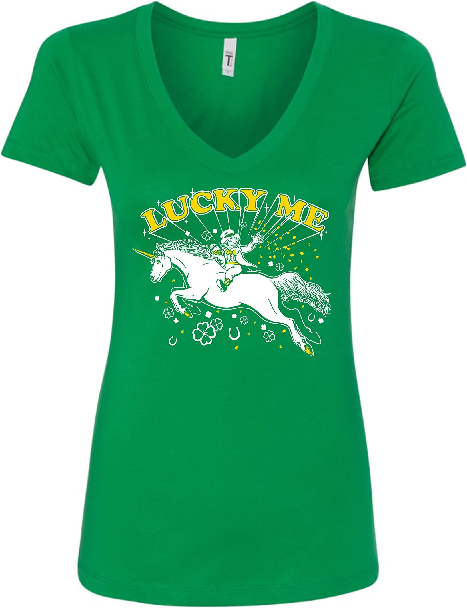 St. Patrick's Day Lucky Me! Irish Unicorn Funny Women's V-Neck T-Shirt