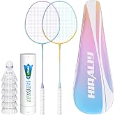 HIRALIY Badminton Rackets Includ 2/4 Rackets, 6/12 Birdies, 1 Carrying Bag | 2/4 Badminton Rackets Set for Backyards, Badminton Set, Outdoor Game for Adult Family Beginner