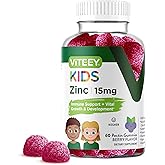 Zinc for Kids Gummies, 15mg - Immune Support - Powerful Natural Antioxidant, Kids Zinc Vitamin Supplement - Vegan, Gelatin Fr