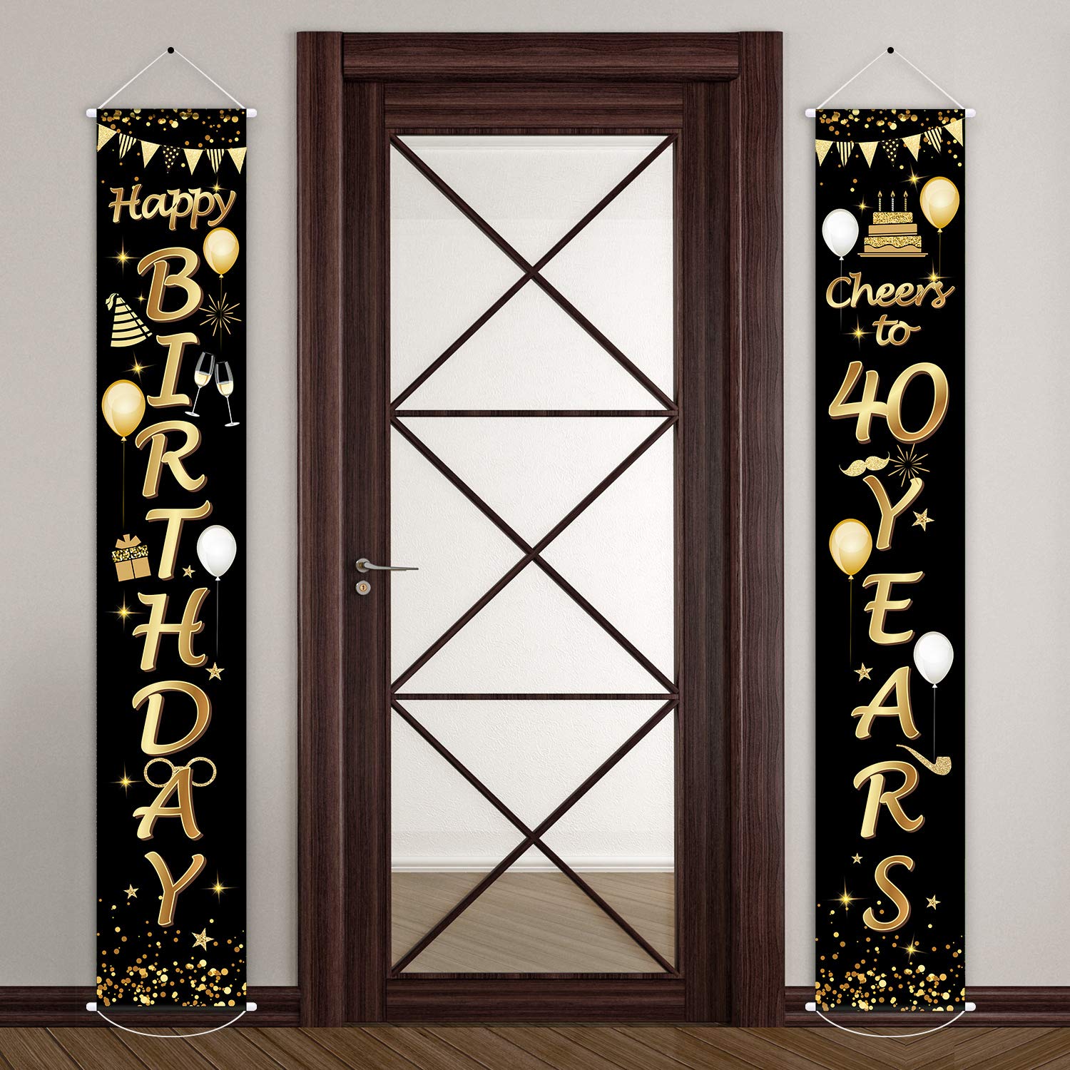 Photo 1 of 2 Pieces 40th Birthday Party Decorations Cheers to 40 Years Banner Party Decorations Welcome Porch Sign for 40 Years Supplies (40th Birthday)