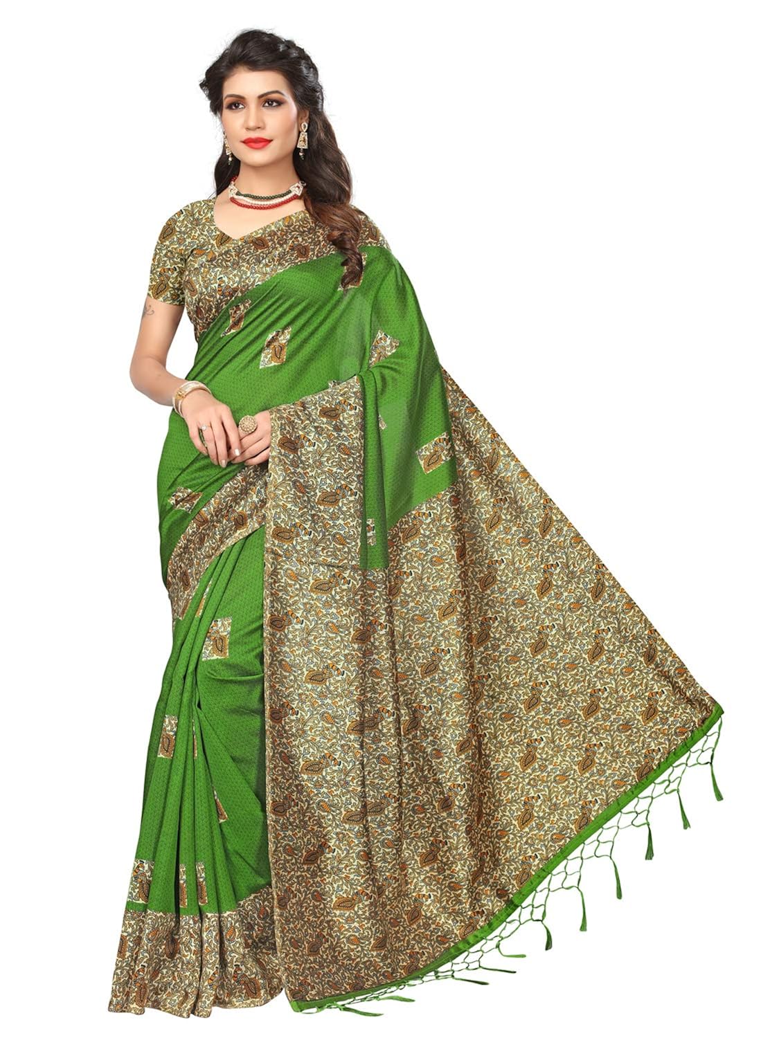 saree mall women's multicolor silk saree with blouse piece (art silk sarees)