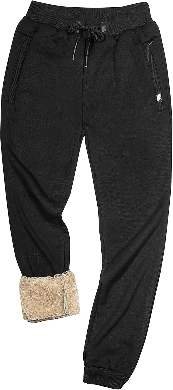 Yeokou Mens Winter Warm Sherpa Lined Active Thermal Jogger Fleece