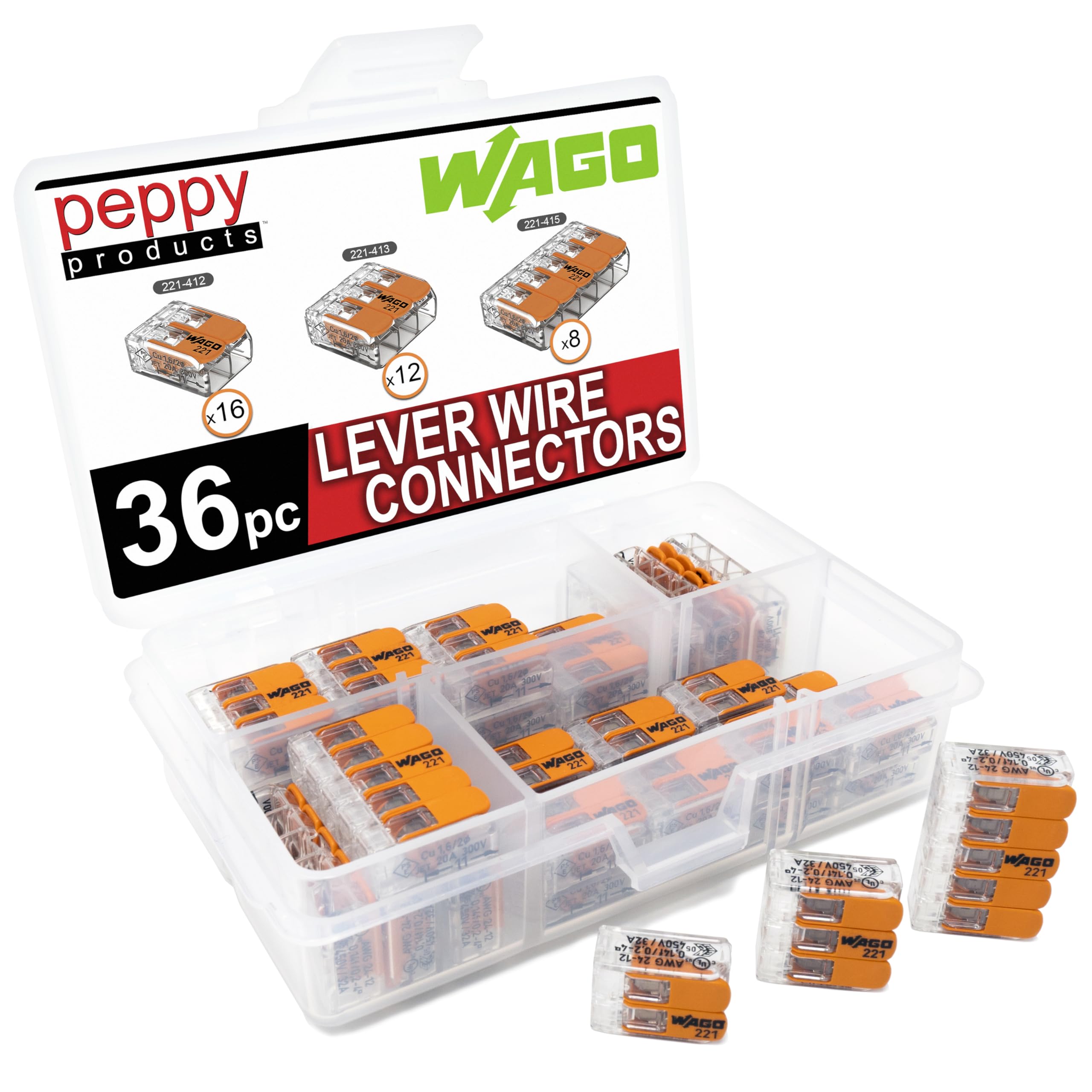 WAGO 221 Lever-Nuts 36pc Compact Splicing Wire