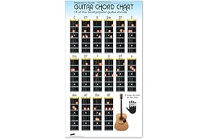 STICKERBRAND Guitar Chord Chart Poster for Beginners. 16 Popular Chords Guide. Perfect for Students and Teachers. Educational Handy Guide Chart Print for Guitar Music Lessons. 30in Tall X 17in Wide Poster #P1003m
