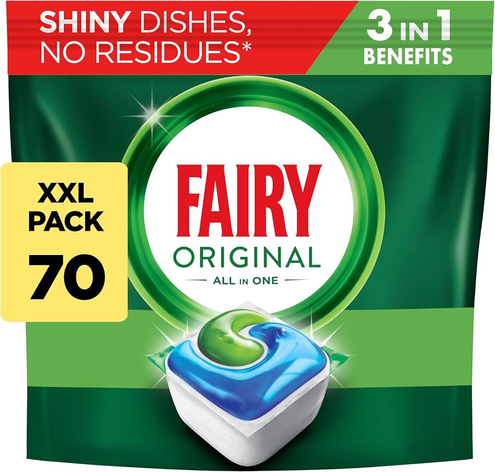 Fairy Original All-In-One Dishwasher Tablets 70 Count Bulk Pack