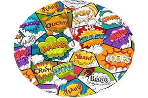 GRAETVIK Comic Book Bomb Pattern Tree Skirt - 36" New Year Multicolor Graffiti Indoor/Outdoor Decor Gift
