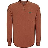 BOCOMAL Men's Long Sleeve Work Shirts Henley Midweight Soft Cotton Tencel Blended Pocket Tee Relax Fit Workwear