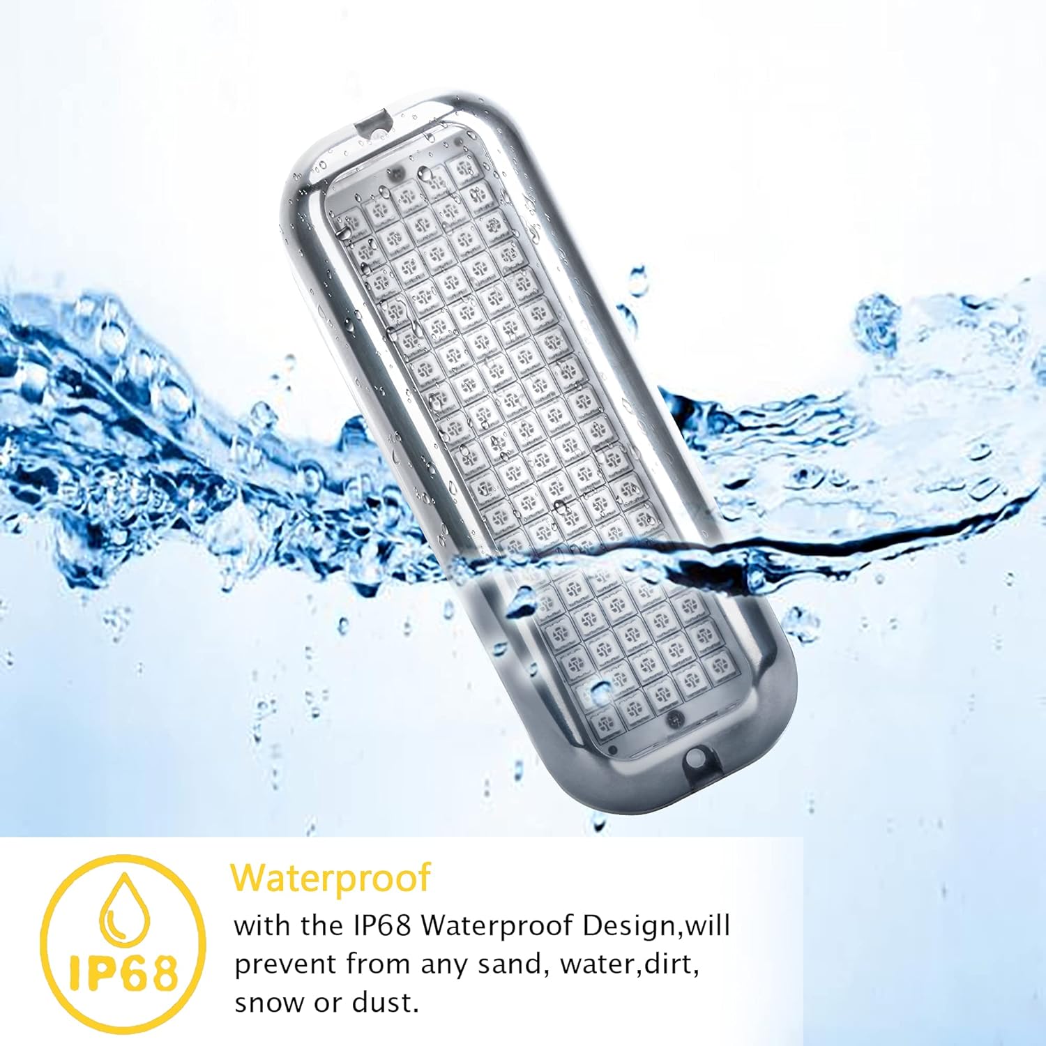 HUSUKU P1 90LED 5050 SMD 6.6Inch 10-36V IP68 Marine LED Lights for Boat Underwater, Blue, 316 Stainless Steel, Surface Mount for Yacht Bass Boat Fishing Garden Dock Pool ATV Pontoon Sailboat Skiff: Automotive