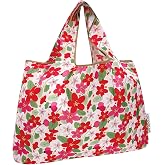 Borsa Della Spesa Riutilizzabile AllyDrew In Nylon | Pieghevole, Floreale Rosso Con Uccelli Grigi | Capienza 20kg - 6