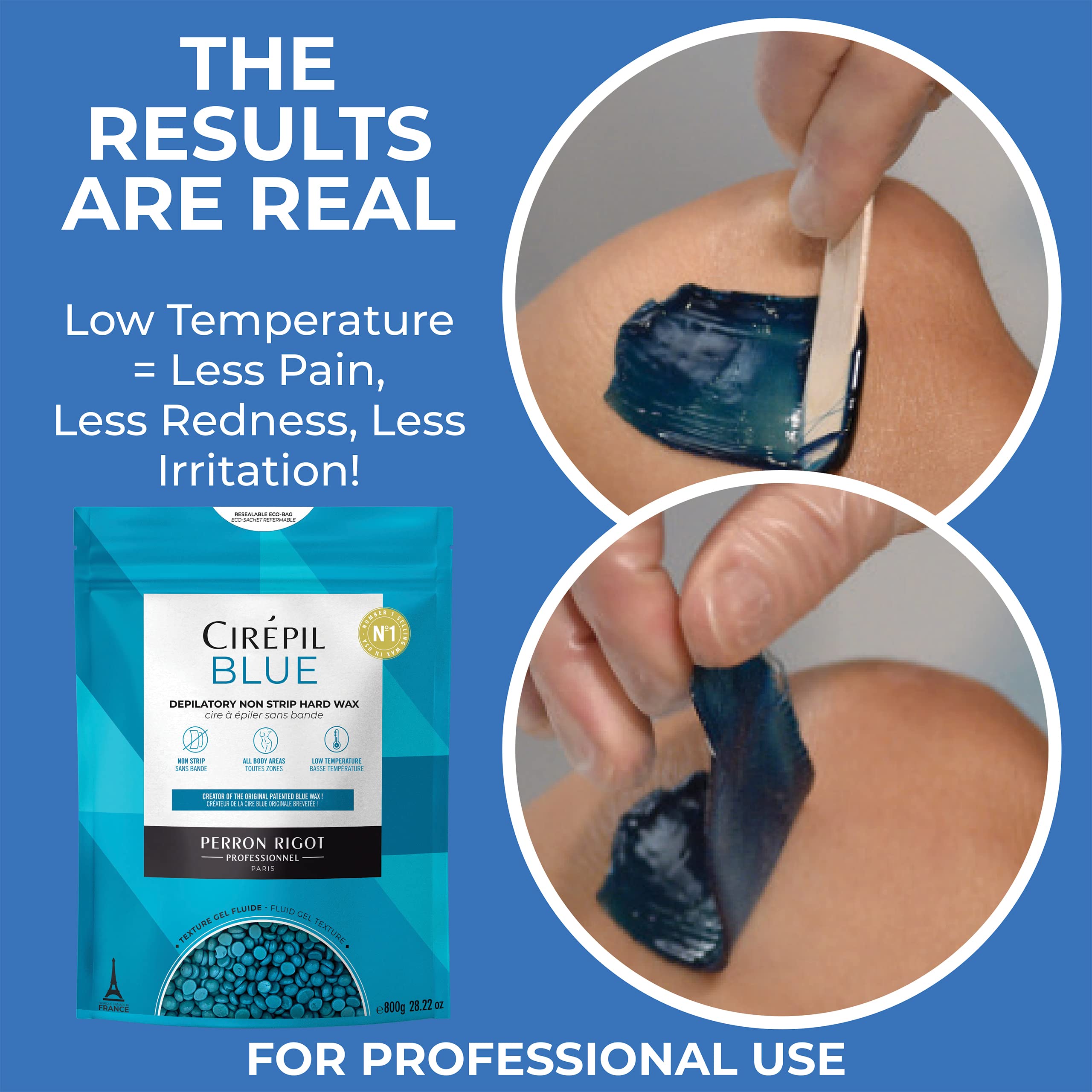 Cirepil Blue - 800g Wax Beads - Unscented for Sensitive Skin - Disposable Blue Wax Refill - Fluid Gel Texture, Easy Removal, Peel-Off - No Strip Needed