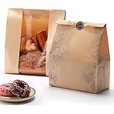 betkou 24 Pack Paper Bread Bags for Homemade Bread and Sourdough, 50% Thicker Large Kraft Loaf Bags with Clear Window for Bak