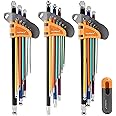 MULWARK 28-Piece Allen Wrench Set with Extra Long Arm & Ball End | S2 Steel T-Handle Hex Key Set SAE (1/16"-3/8"), Metric (1.5mm-10mm), Includes TORX (T10-T50) | Holiday Gift for Enthusiasts