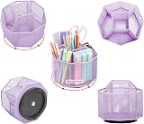 EXERZ Desk Organiser 360 Rotating Mesh Caddy Light Purple 5 Compartments view 5