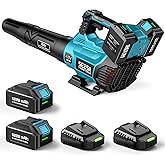 SEESII 40V Leaf Blower Cordless, 600CFM 160MPH Brushless Motor Leaf Blower with 2 * 5200mAh Batteries and Charger, Turbo Button & Variable Speed Control Electric Blower for Lawn Care, Dust and Debris