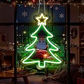 16 x 12’’ Christmas Tree Mirror Neon Sign LED, USB Powered Acrylic Neon Wall Decor, Perfect for Holiday Decorations, Christmas Parties, and Winter Home Decor