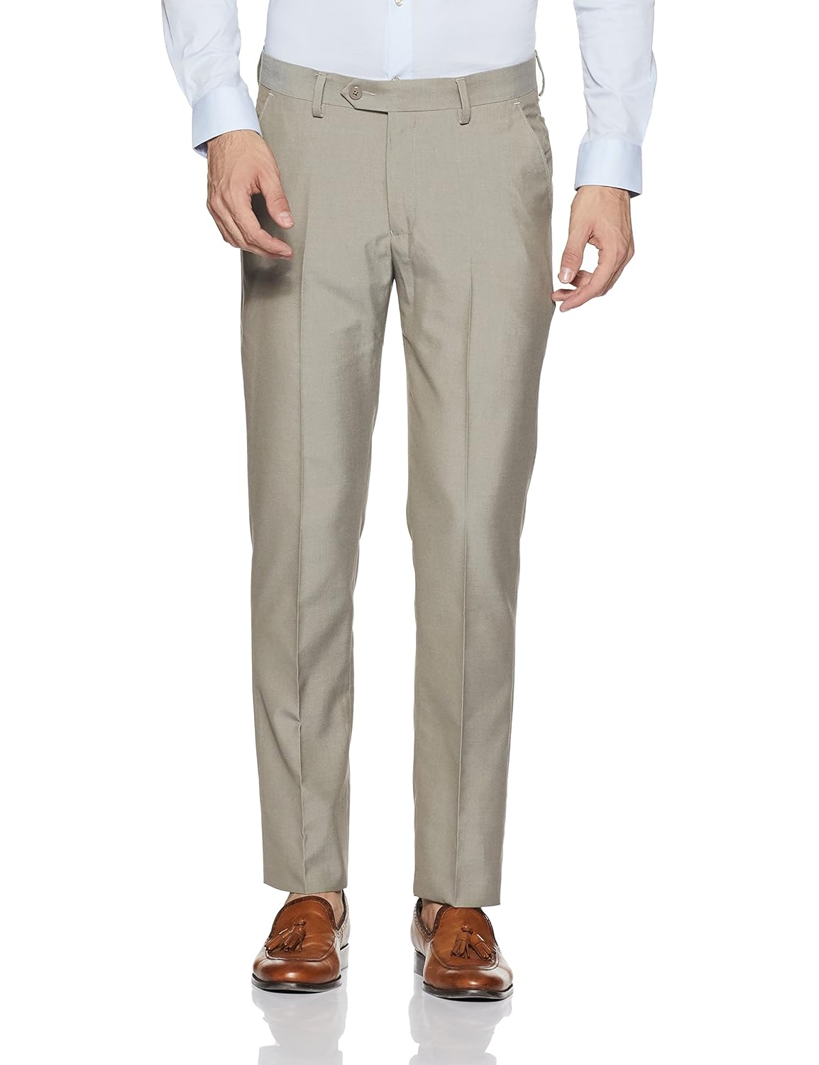 peter england men's slim fit formal trousers